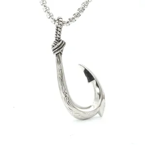 Vintage Edelstahl Fischhaken Rennwagen Cowboystiefel Anhänger Halskette Mit Geschnitztem Muster Ethnische Schmuck Für Herren Damen