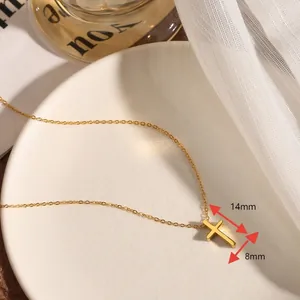 Minimalistische goldene Kreuzanhänger-Halskette aus Titanstahl für Damen mit Maßangaben