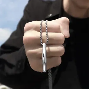 Polished Mobius twist pendant necklace in stainless steel with elegant bead chain