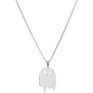 Collar minimalista con colgante de fantasma en acero inoxidable y diseño fluido