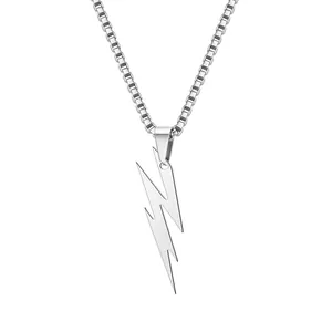 Gepolijste bliksemschicht hanger van roestvrij staal met box ketting voor heren