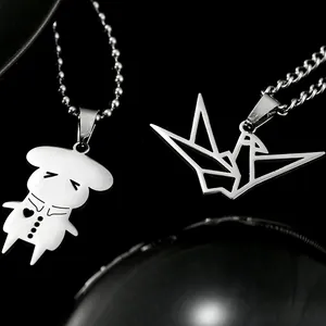 Collar con Colgante de Acero de Titanio para Unisex Plata Grulla de Papel Geométrica Personaje de Dibujos Animados Joyería de Moda
