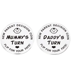 New Parent Decision Coin Stainless Steel Double Sided Mummy Daddy Turn Commemorative Gift For Baby Shower Party Favor
