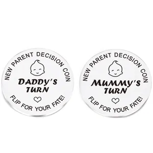 New parent decision coin in stainless steel for fun daddy or mummy turn nursery tasks