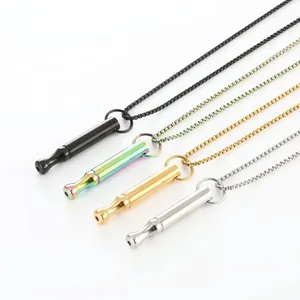 Collar de Respiración Consciente Alivio de la Ansiedad de Acero Inoxidable Colgante de Silbato de Meditación Joyería de Unisex