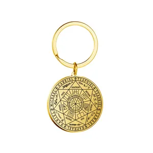 Colgante sello de los siete arcángeles en acero inoxidable acabado dorado