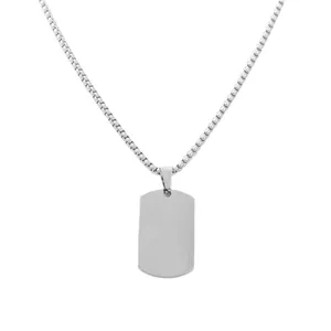 Punk-Stil Edelstahl Rechteck Dog Tag Anhänger mit polierter Box-Kette für Herren
