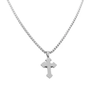Silberne Punk-Stil Kreuz-Halskette aus Edelstahl mit Box-Kette für Herren Mode