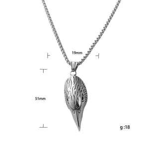 Detailed view of punk eagle pendant with precise measurements of 51mm height and 19mm width