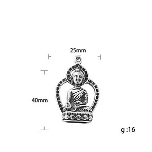 Punk vintage stainless steel Buddha pendant necklace for men with 40mm height and 16g weight