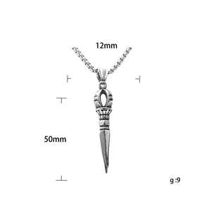 Retro stainless steel vajra pestle necklace with vintage punk pendant and 50mm height