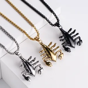 Punk roestvrijstalen schorpioen hanger ketting in zilver goud en zwart afwerkingen