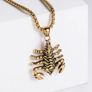 Gothic goudkleurige roestvrijstalen schorpioen hanger met box-ketting voor heren punk
