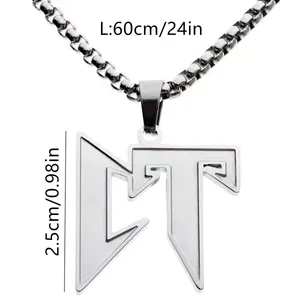 Roestvrijstalen herenketting met zilveren CT-hanger en 60 cm lange boxketting