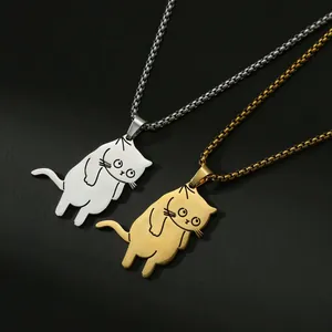 Kattenhanger ketting set in goud en zilver met duurzame ronde box-schakelketting