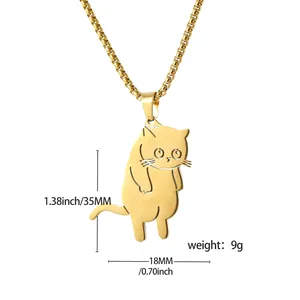 Gouden kattenhanger ketting van roestvrij staal van 35mm bij 18mm aan een boxketting