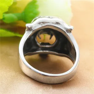Vintage punk silver tiger ring in stainless steel with hollow animal carving design