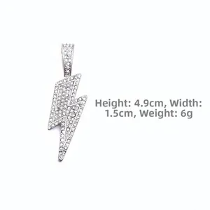 Colgante de rayo retro de acero inoxidable con cristales brillantes, 4,9 cm de alto