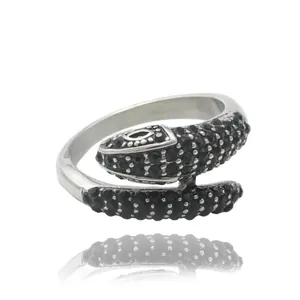 Punk 316 Stainless Steel Snake Ring Vintage Animal Gothic Wrap Finger Band Jewelry For Men Women Zirconia Inlaid Accessory