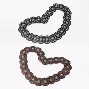 Women Western Cowboy Belt PU Leather Round Hollow Patches Heart Metal Concho Punk Bohemian Waist Belt For Jeans