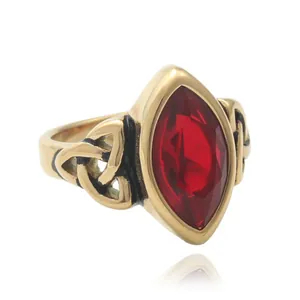 Vintage Herren Punk 316 Edelstahl Ring Marquise-Schliff Edelstein Keltischer Knoten Hohl-Design Retro Hip Hop Schmuck