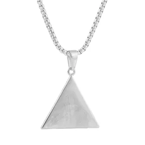 Minimalist punk style stainless steel triangle pendant necklace with a box chain