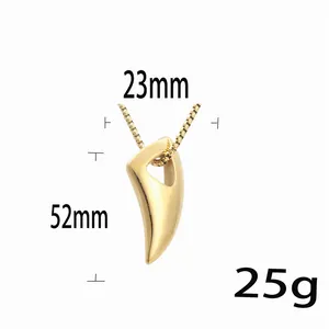Collana con ciondolo a corno in acciaio inossidabile dorato con catena box da 52mm x 23mm
