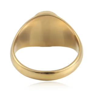Vintage punk signet ring in gold-plated stainless steel with a polished mirror finish