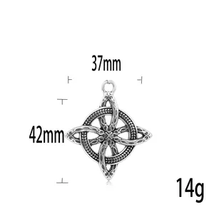 Vintage-Anhänger mit keltischem Knoten aus Edelstahl, 37 mm Breite und 42 mm Höhe