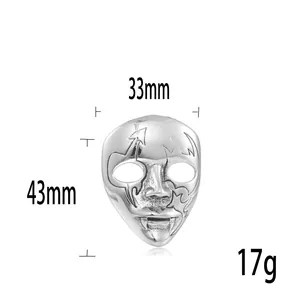 Punk style mask pendant in silver titanium steel, size 43mm by 33mm weight 17g