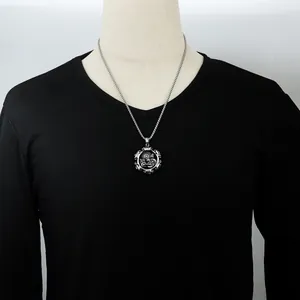 Retro Punk Edelstahl Zahnrad Kette mit Drachen-Totem Anhänger für Damen und Herren