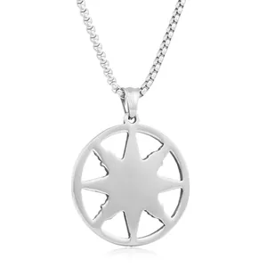 Collana con pendente a bussola punk in acciaio inossidabile su catena a maglia box