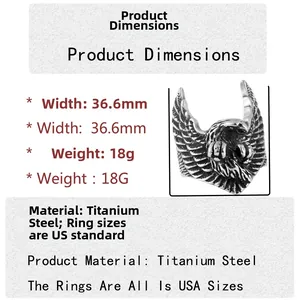 Vintage stainless steel eagle ring featuring spread wings in a retro punk jewelry style
