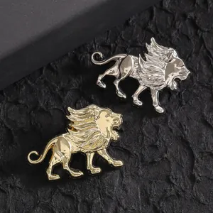 Broche de León Vintage para Mujer Moda Aleación de Zinc Pin de Solapa Animal Dorado Plateado Insignia Galvanizada Accesorio de Joyería Regalo