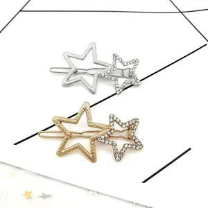 Pinces à Cheveux Étoiles Géométriques en Alliage Avec Strass Or Argent Pinces Latérales pour Femmes Accessoires de Mode