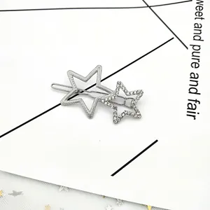 Barrettes à cheveux étoiles argentées avec strass pour des coiffures féminines élégantes