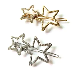 Lot de barrettes à cheveux étoiles géométriques dorées et argentées avec strass