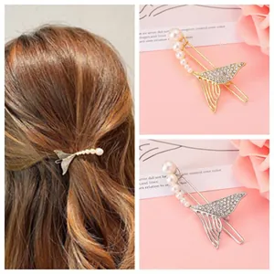 Eleganter Meerjungfrauenschwanz Haarspange Legierung Strass Künstliche Perlenimitat Dekorative Haarklemme Für Damen Mädchen Täglich Party Schmuck