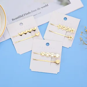 Set Fermagli per Capelli in Lega di Zinco Oro Minimalista Carino Stella Cuore Faccina Sorridente Forcine per Donna Gioielli per Capelli