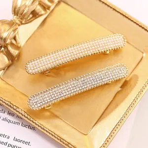 Elegante set di fermagli per capelli con perle finte bianche e strass di cristallo