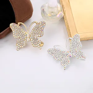 Fermagli per capelli a farfalla scintillanti in oro e argento con strass AB