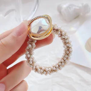 Elastico per Capelli con Perle Vintage Coreano Fascia Elastica per Donna Lusso Grande Perla Barocca Lega Oro Strass Gioielli Capelli