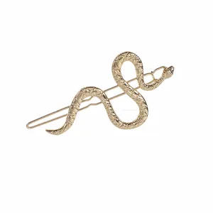 Clip de pelo con forma de serpiente para mujer en aleación dorada con texturizado