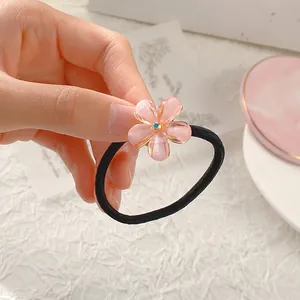 Chouchou Fleur Douce pour Femmes Bande Élastique Haute Strass Résine Florale Anneau de Cheveux Mode Accessoires Coiffure