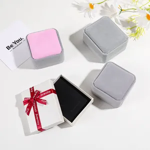Premium velvet jewelry storage boxes with elegant ribbon for rings and necklaces