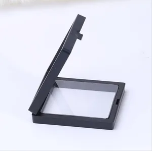 Detail of black 3D floating jewelry display frame with transparent PE film and push button