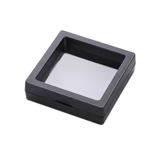 Black 3D floating jewelry display case with PE film for rings and necklaces