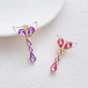 Elegant Korean Fish Tail Hair Clip For Women Alloy Pink Purple Faux Crystal Rhinestone Duckbill Clip Hair Accessories