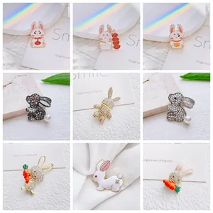 Broche Lapin du Zodiaque en Alliage Strass Émail Animal Épingle pour Femmes Filles Accessoires de Vêtements Bijoux Cadeau