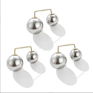Set di 3 spille regolatore vita con sfere d'argento lucidate e barre metalliche dorate